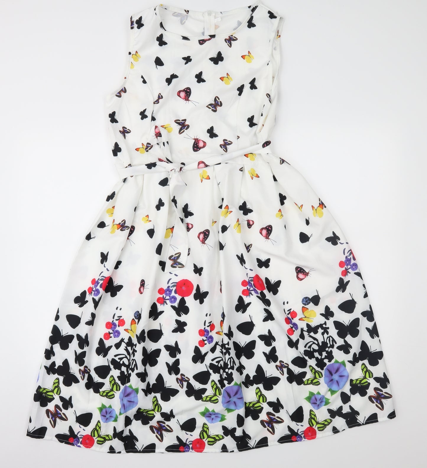 Preworn Womens White Floral  Fit & Flare  Size 2XL