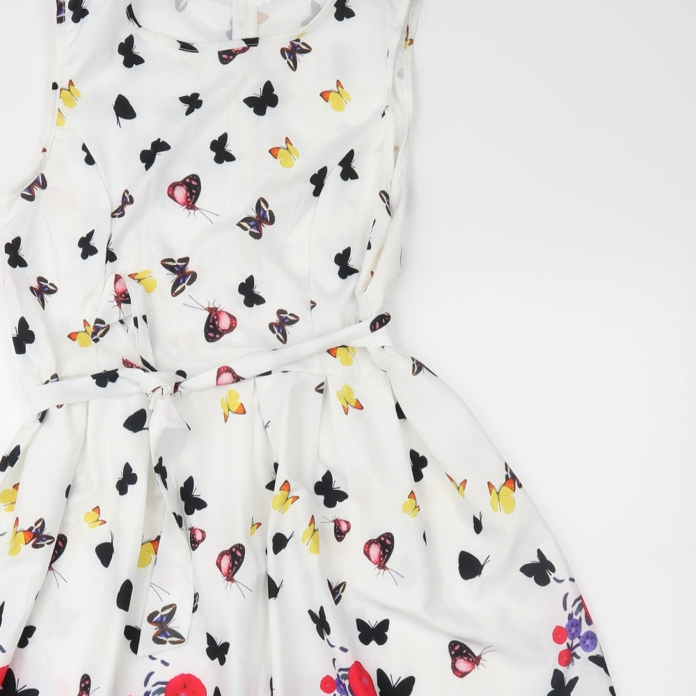 Preworn Womens White Floral  Fit & Flare  Size 2XL