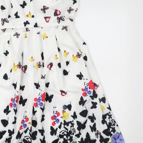 Preworn Womens White Floral  Fit & Flare  Size 2XL