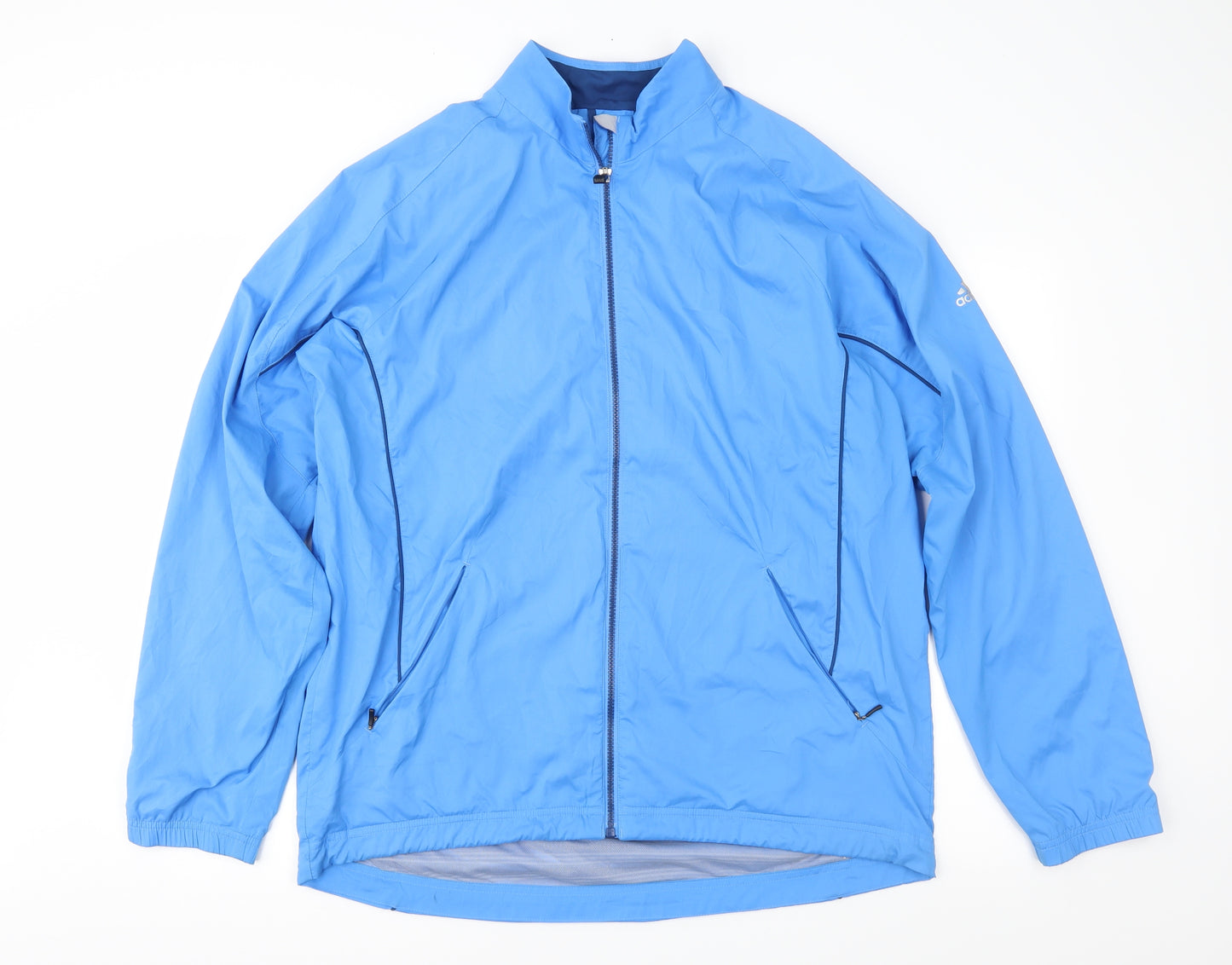 adidas Mens Blue Geometric  Rain Coat Jacket Size XL