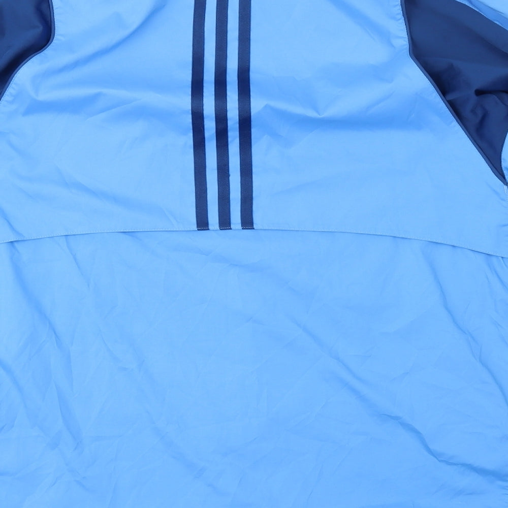 adidas Mens Blue Geometric  Rain Coat Jacket Size XL