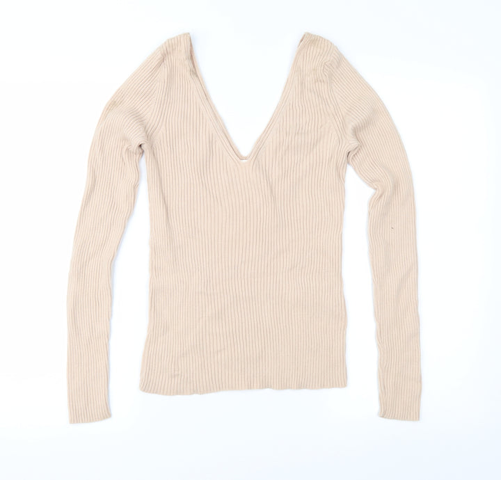 H&M Womens Beige Knit Pullover Jumper Size M