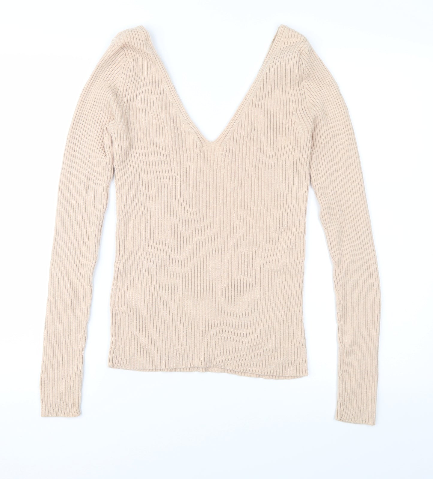 H&M Womens Beige  Knit Pullover Jumper Size M