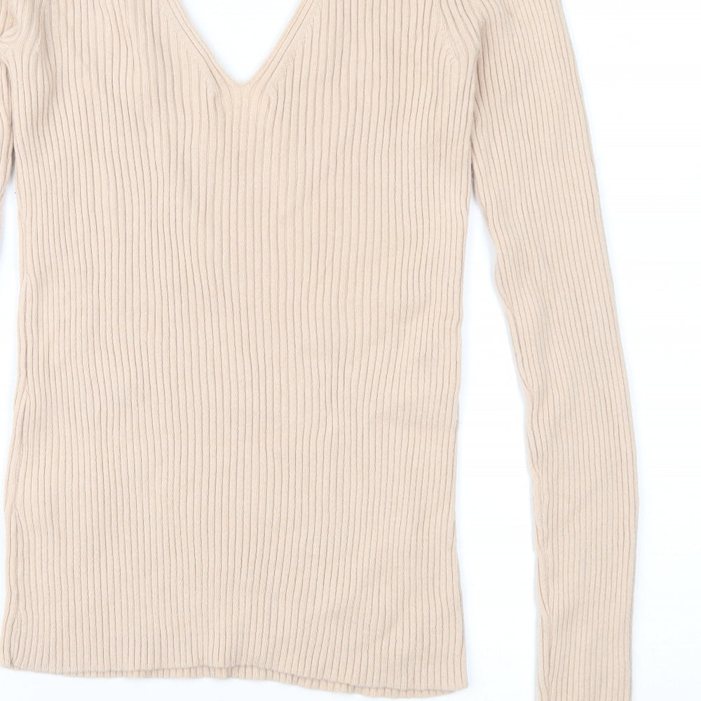 H&M Womens Beige  Knit Pullover Jumper Size M