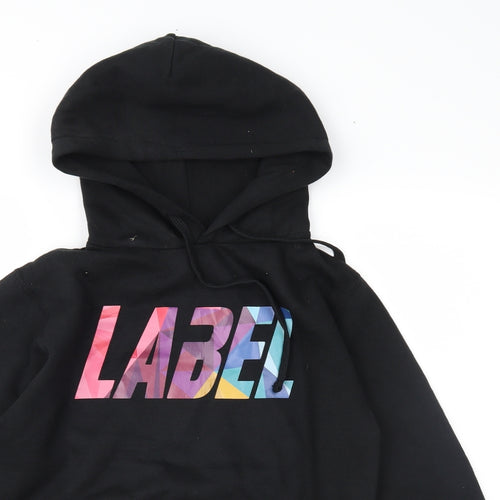 Label Mens Black   Pullover Hoodie Size XS