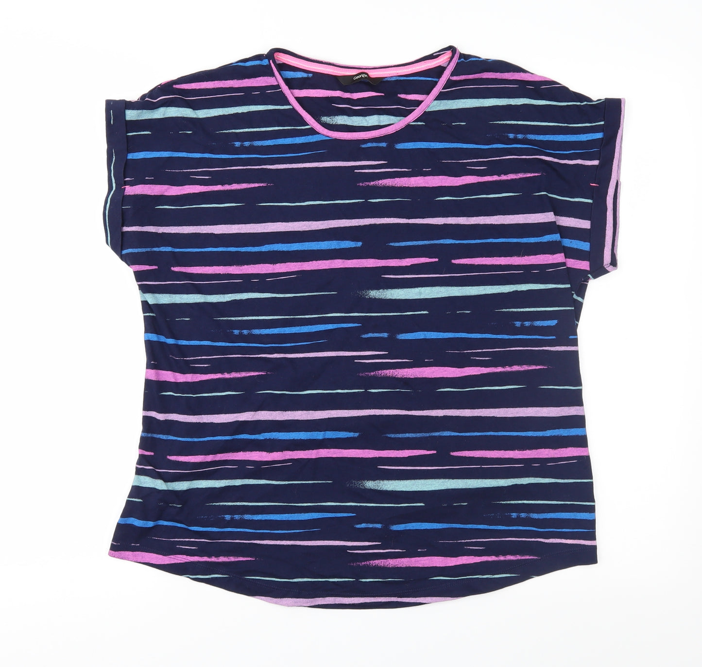 George Womens Blue Geometric Jersey Basic T-Shirt Size 14