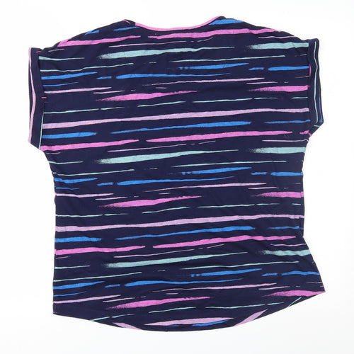 George Womens Blue Geometric Jersey Basic T-Shirt Size 14