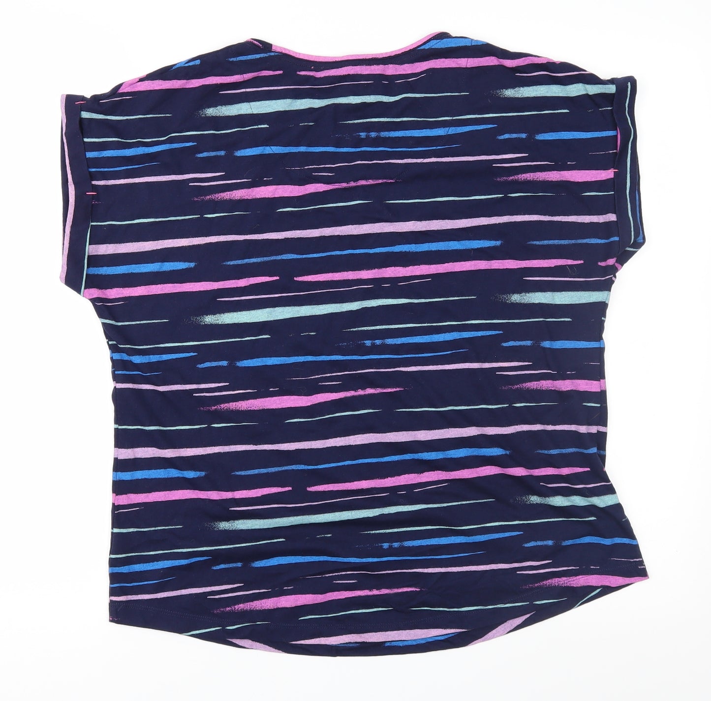 George Womens Blue Geometric Jersey Basic T-Shirt Size 14
