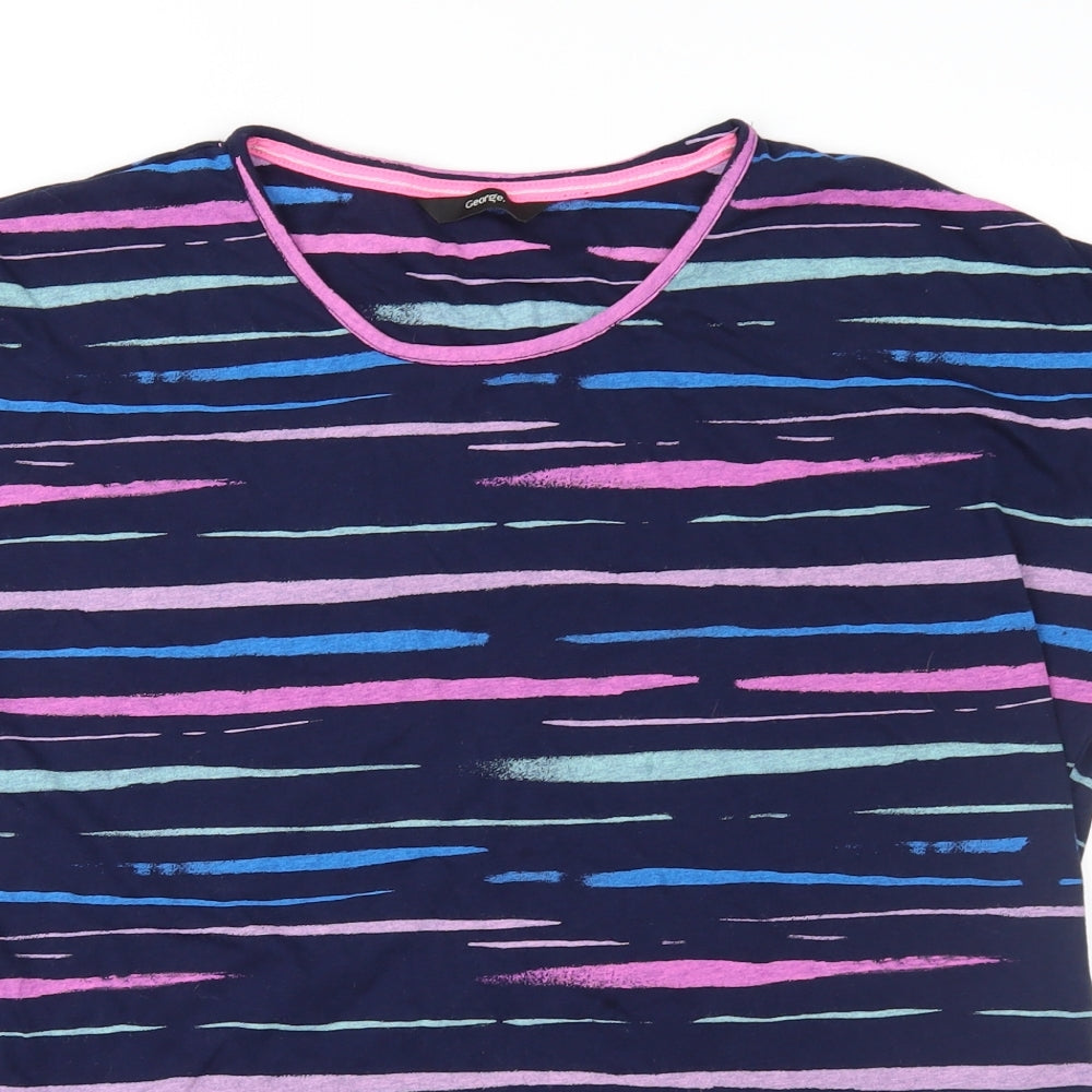 George Womens Blue Geometric Jersey Basic T-Shirt Size 14