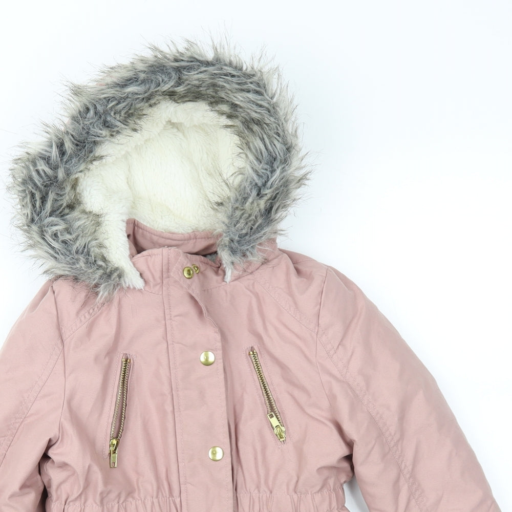George Girls Pink   Parka Coat Size 5-6 Years