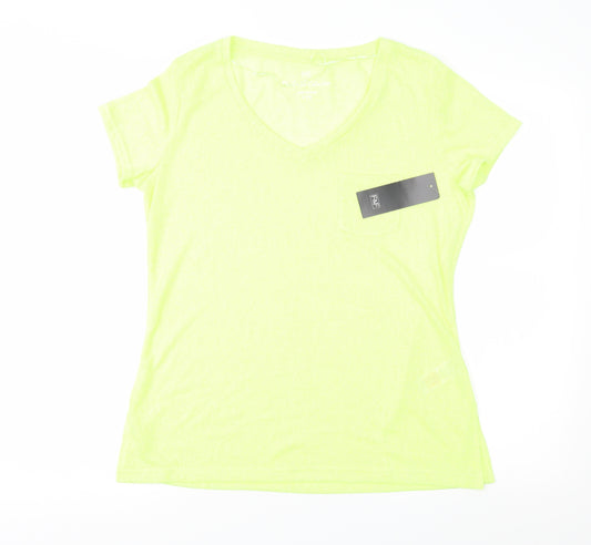 Front view of F&F women’s green jersey basic t-shirt, size UK 12