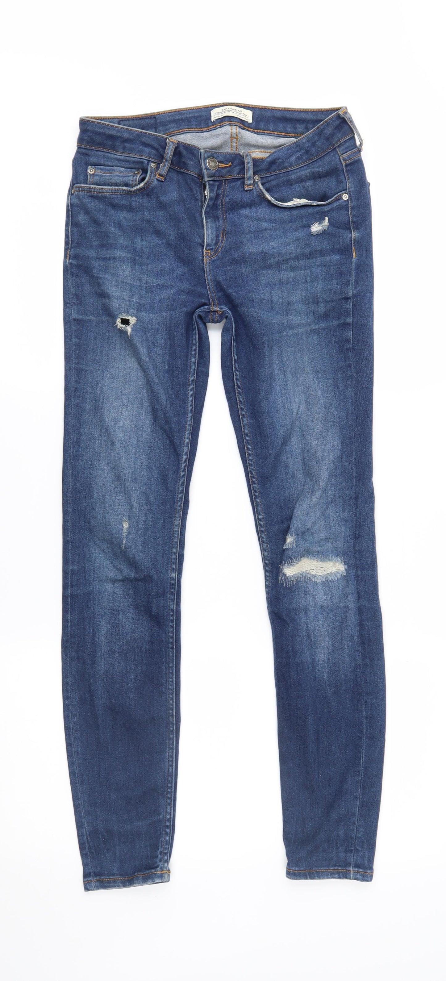 Zara Womens Blue  Denim Skinny Jeans Size 8 L29 in