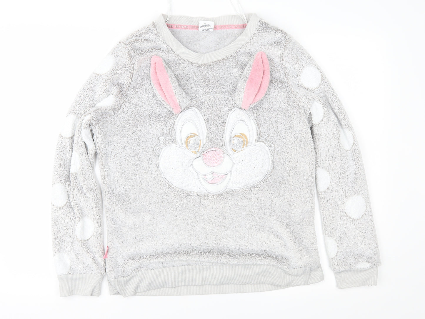 Disney Womens Grey Polka Dot Fleece Top Pyjama Top Size 12