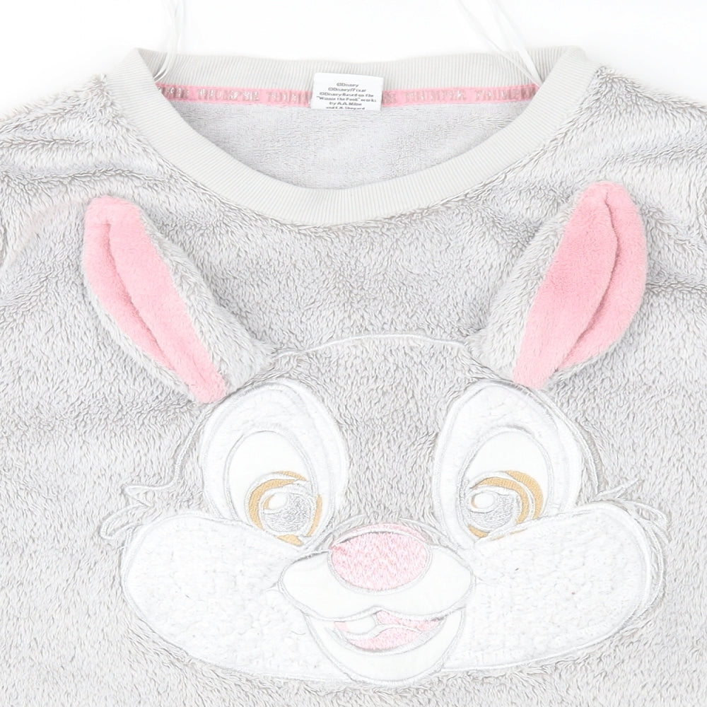 Disney Womens Grey Polka Dot Fleece Top Pyjama Top Size 12