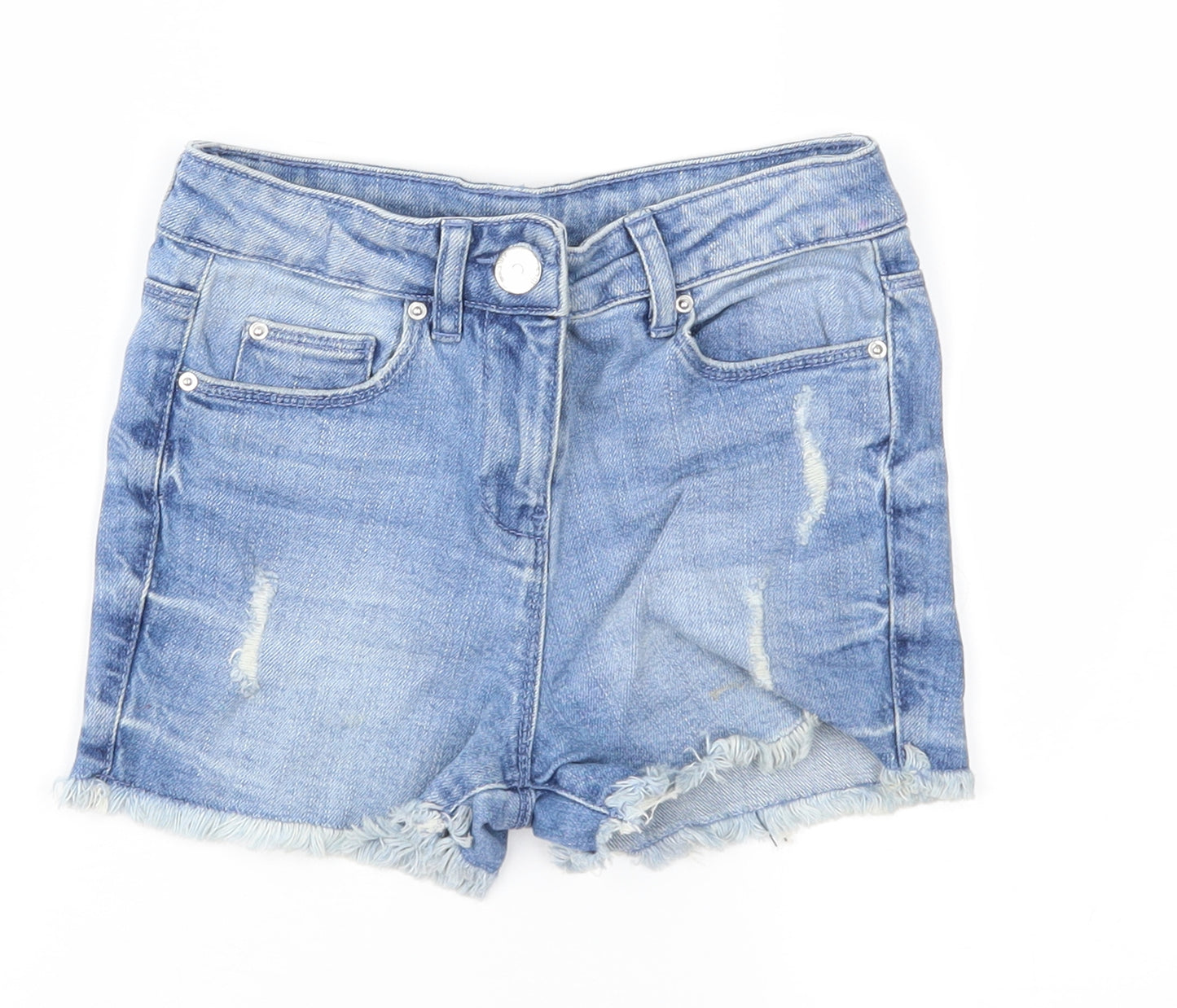 Matalan Girls Blue  Denim Cut-Off Shorts Size 7 Years - Distressed