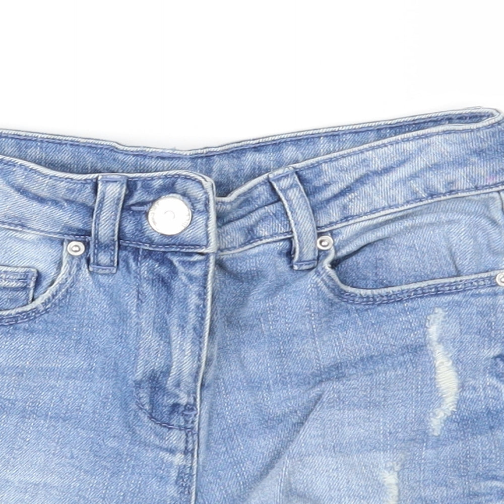 Matalan Girls Blue  Denim Cut-Off Shorts Size 7 Years - Distressed