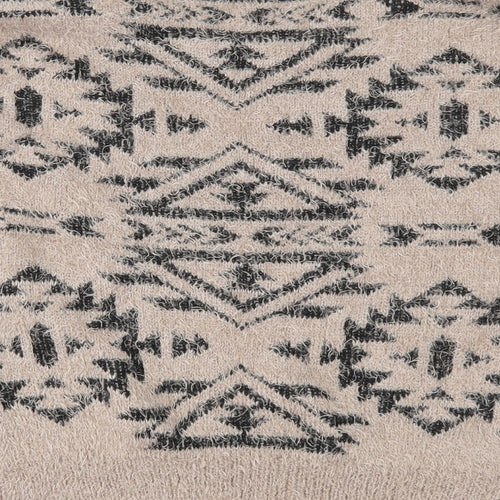 Marks and Spencer Womens Brown Geometric Knit Pullover Jumper Size 14
