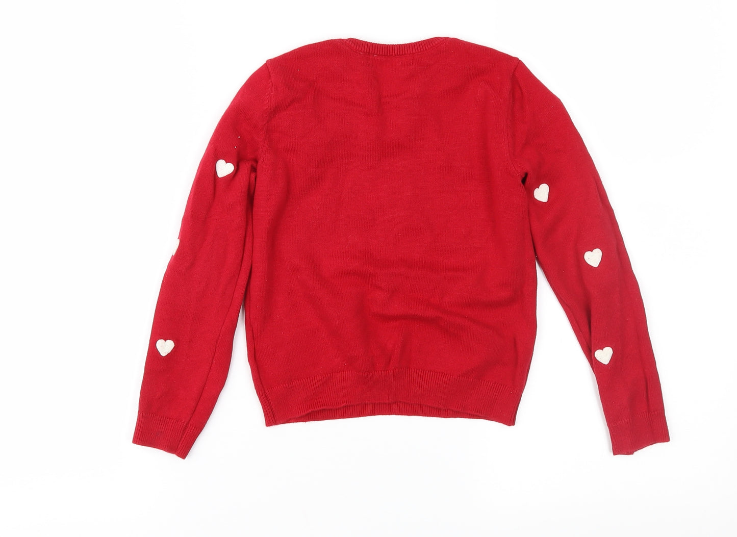 H&M Girls Red Geometric Knit Pullover Jumper Size 5-6 Years