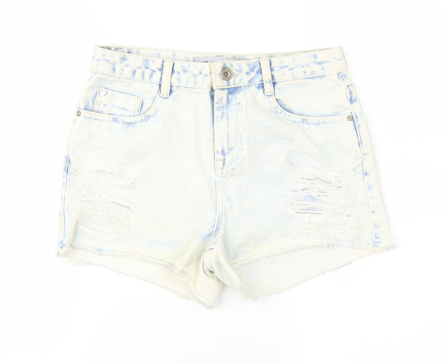 New Look Womens Blue  Denim Hot Pants Shorts Size 8 - Distressed