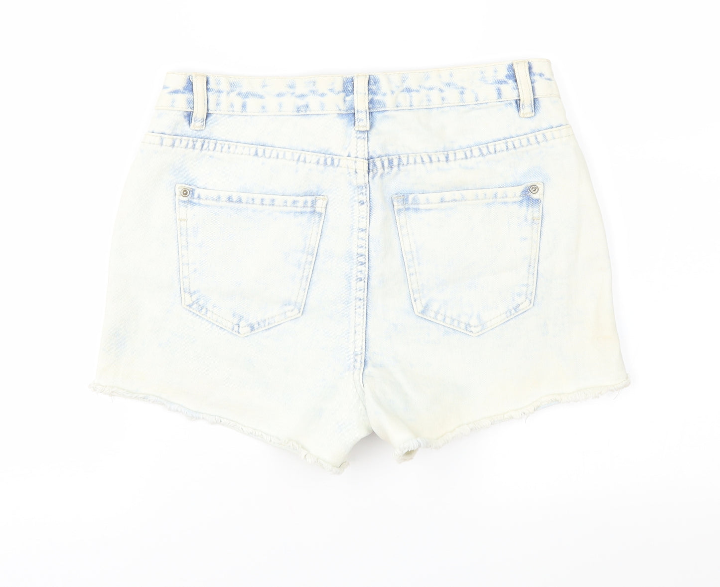 New Look Womens Blue  Denim Hot Pants Shorts Size 8 - Distressed