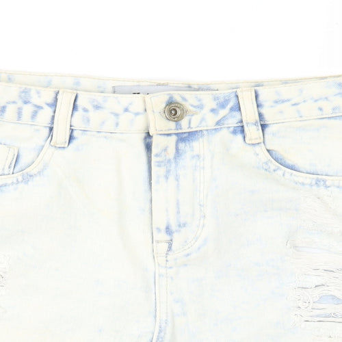 New Look Womens Blue  Denim Hot Pants Shorts Size 8 - Distressed
