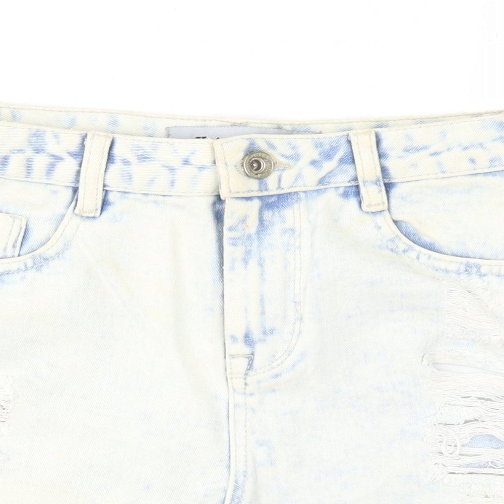New Look Womens Blue  Denim Hot Pants Shorts Size 8 - Distressed