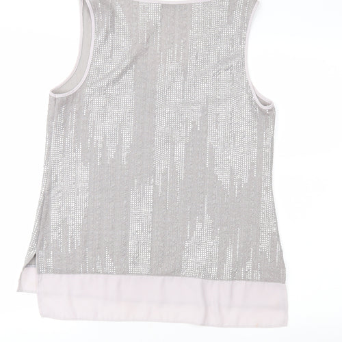 Oasis Womens Grey Geometric  Basic Blouse Size M