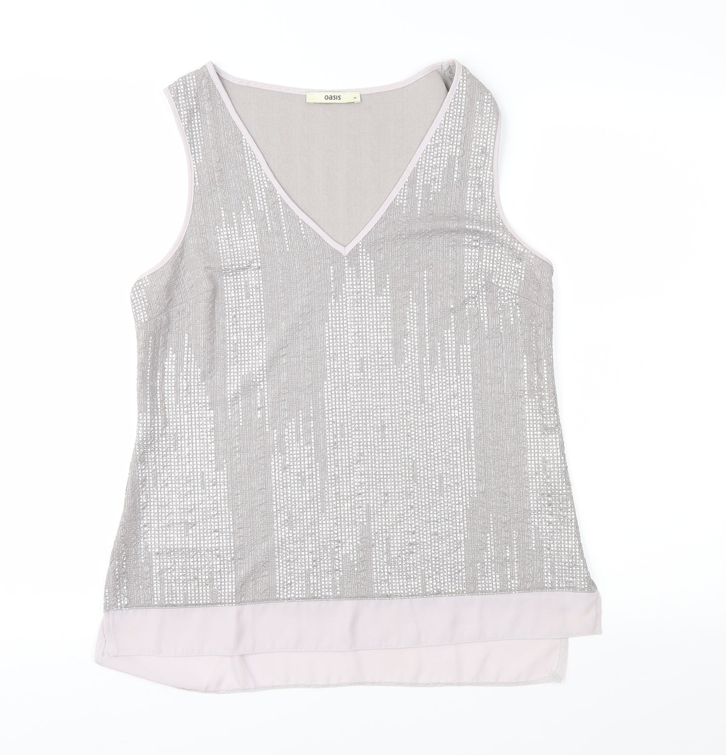 Oasis Womens Grey Geometric  Basic Blouse Size M