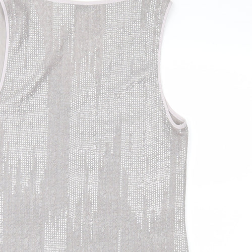 Oasis Womens Grey Geometric  Basic Blouse Size M