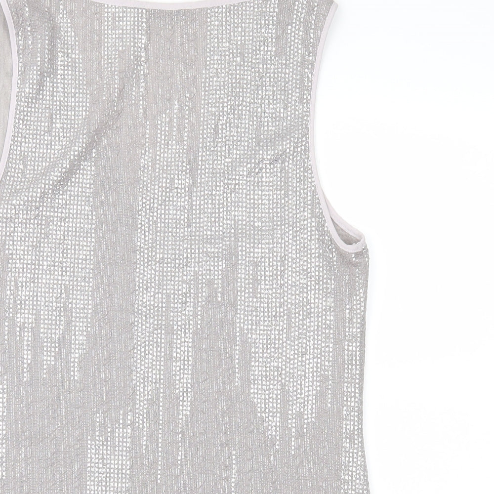 Oasis Womens Grey Geometric  Basic Blouse Size M