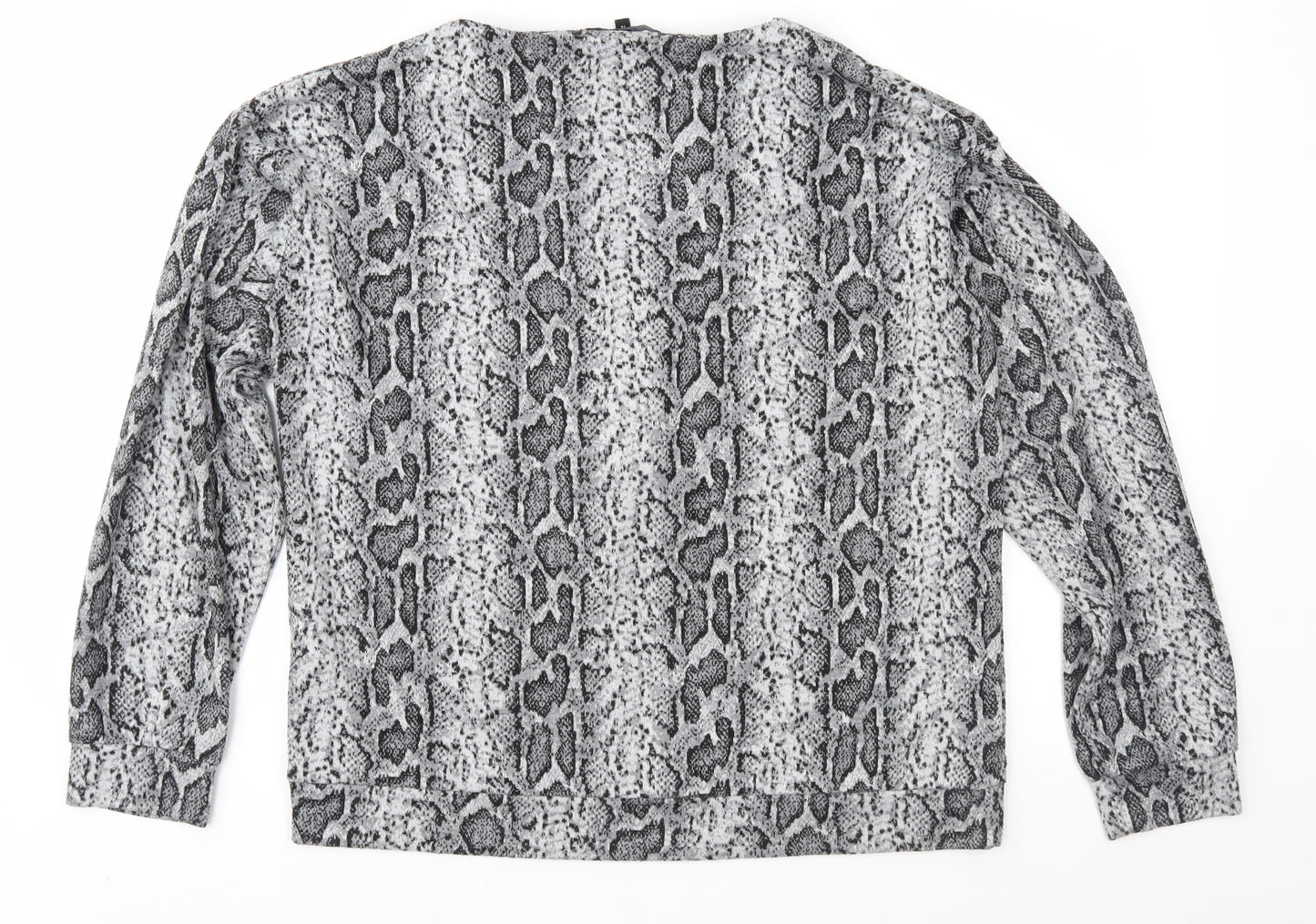 NEXT Womens Grey Animal Print Knit Pullover Jumper Size 14