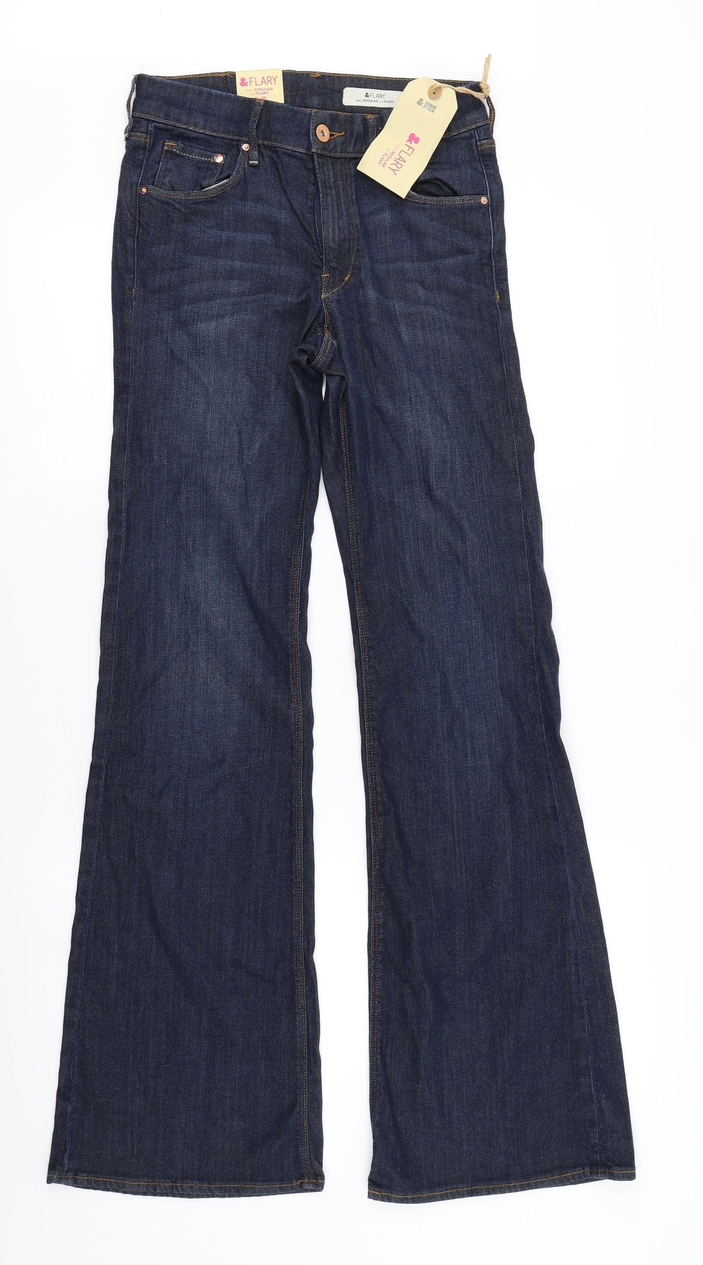 H&M Womens Blue  Denim Flared Jeans Size 26 in L32 in