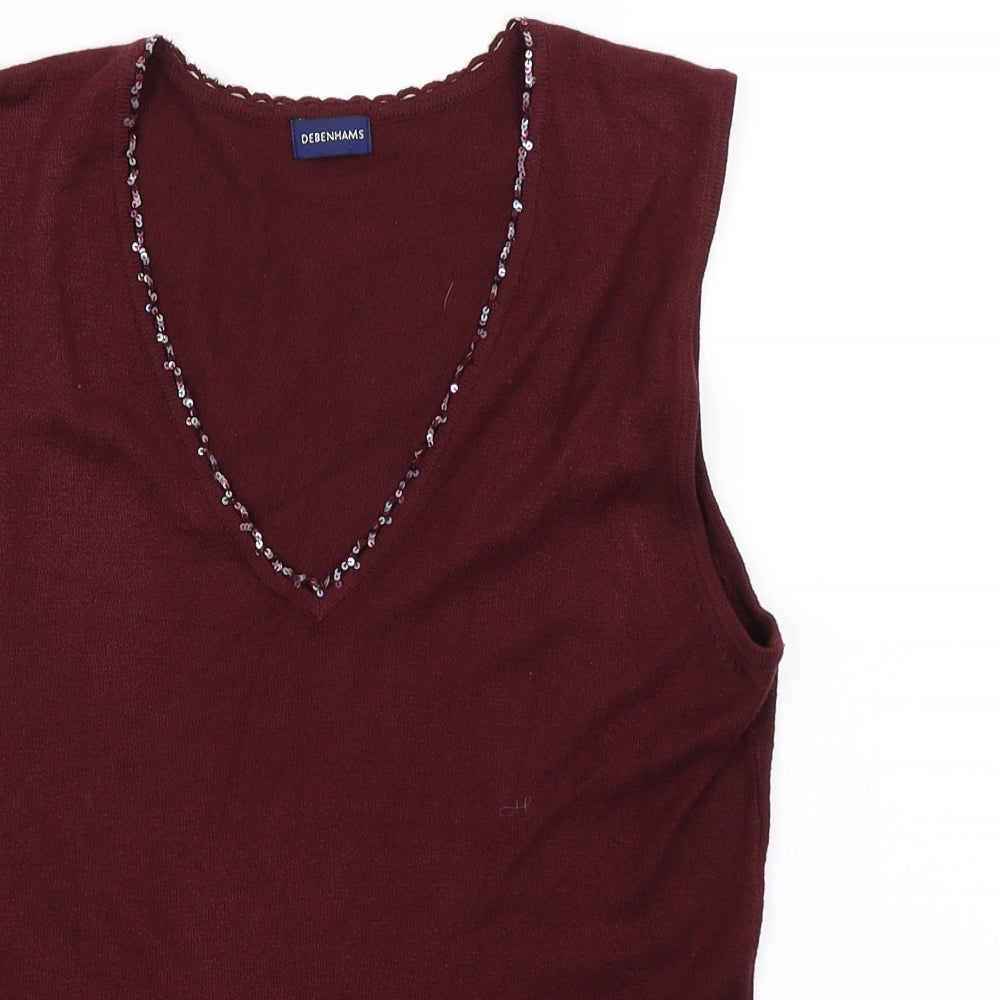 Debenhams Womens Purple  Knit Vest Jumper Size 16