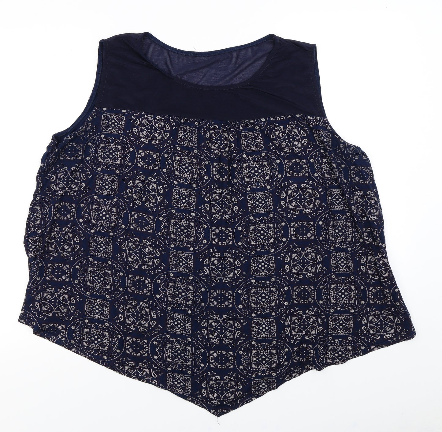Yours Womens Blue Geometric  Basic Blouse Size 24