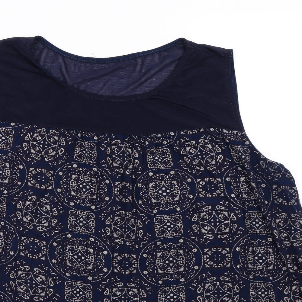 Yours Womens Blue Geometric  Basic Blouse Size 24