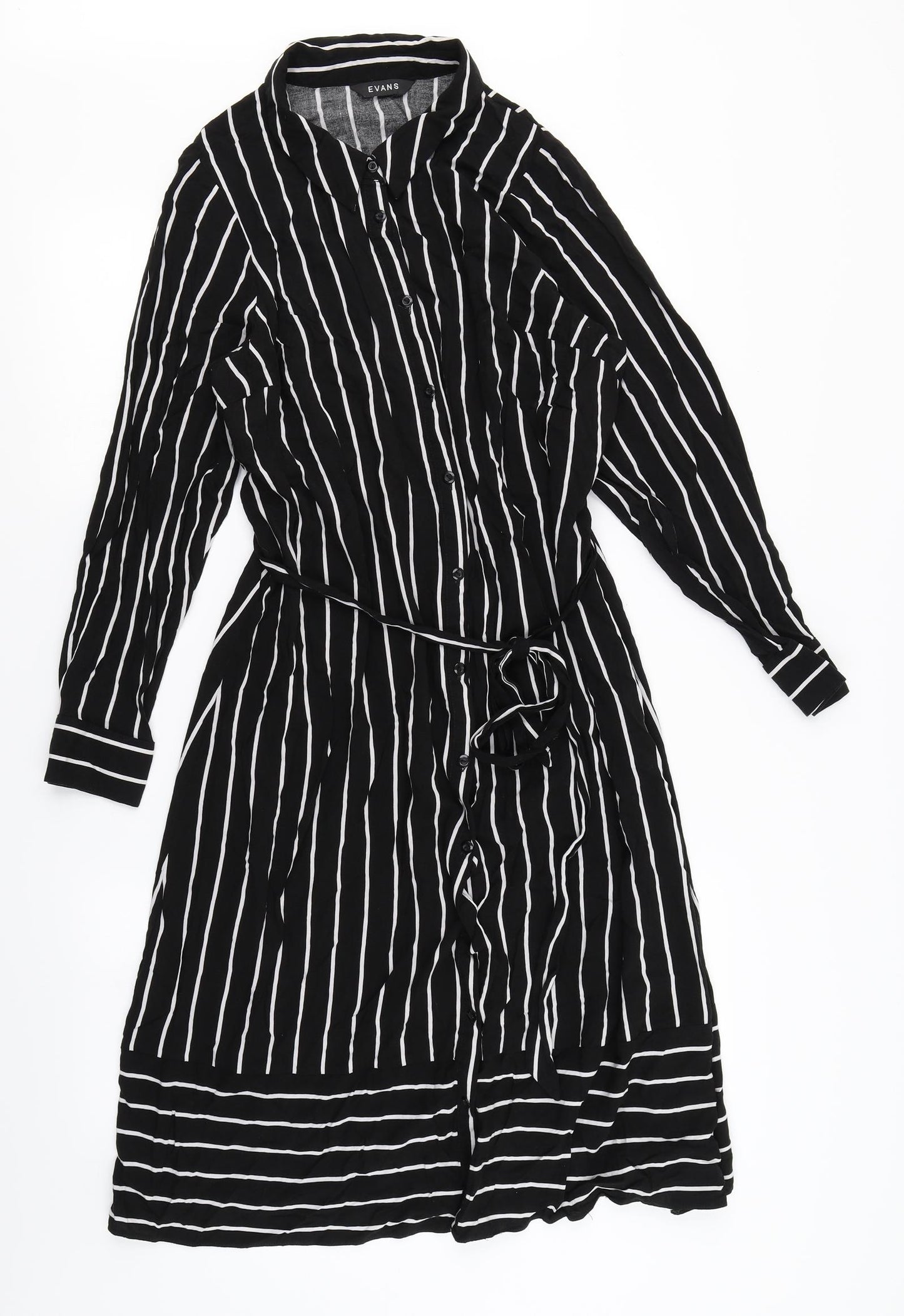Evans Womens Black Striped  Shirt Dress  Size 16