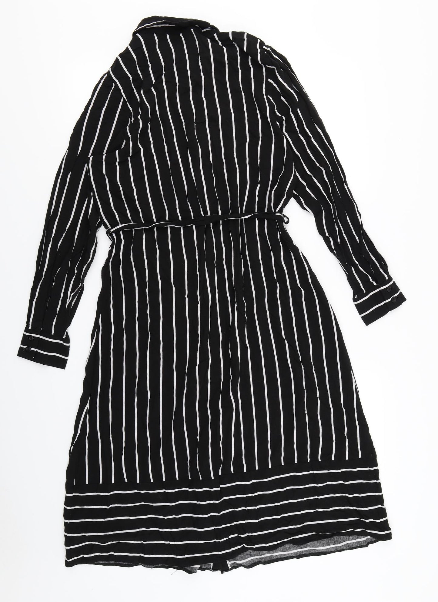 Evans Womens Black Striped  Shirt Dress  Size 16
