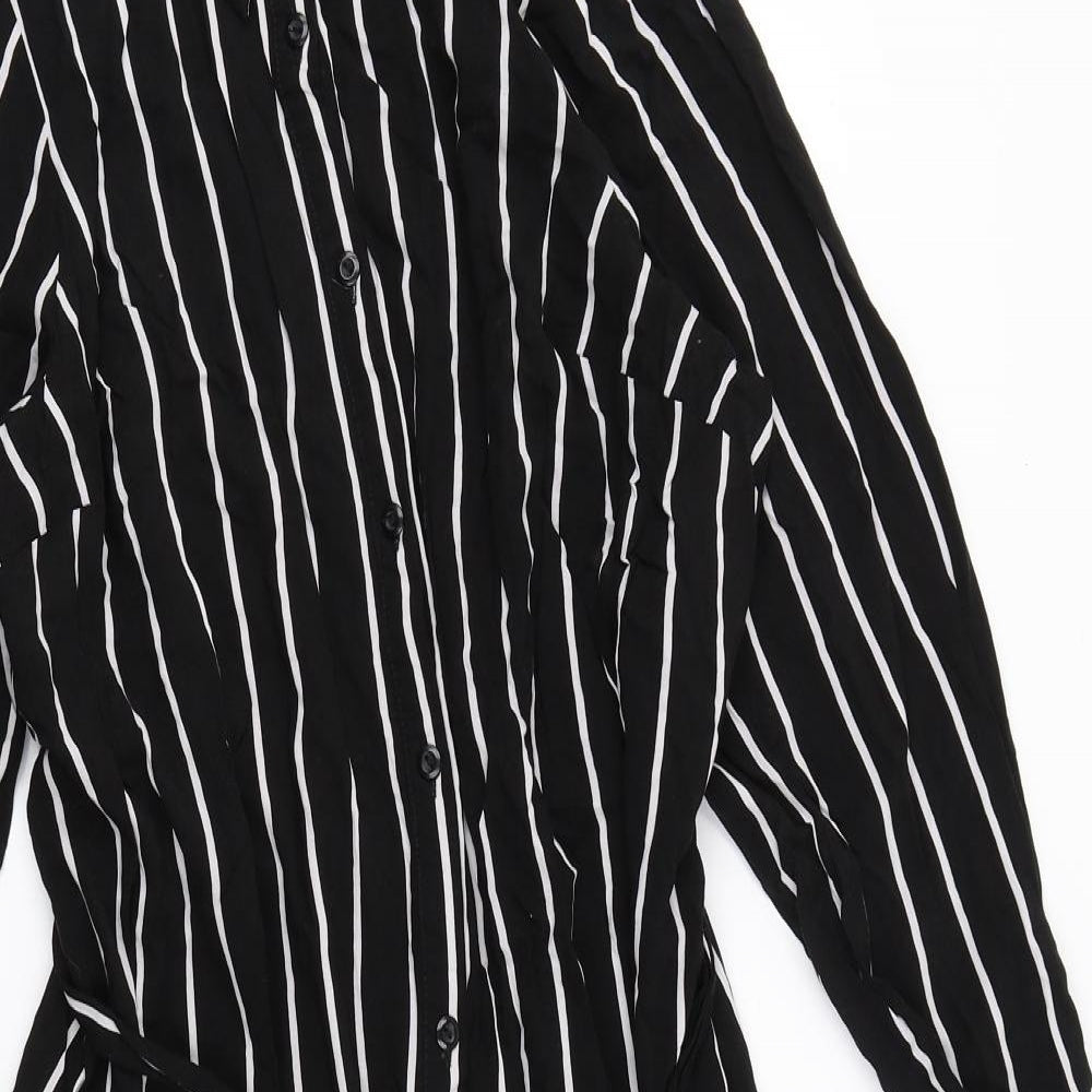 Evans Womens Black Striped  Shirt Dress  Size 16