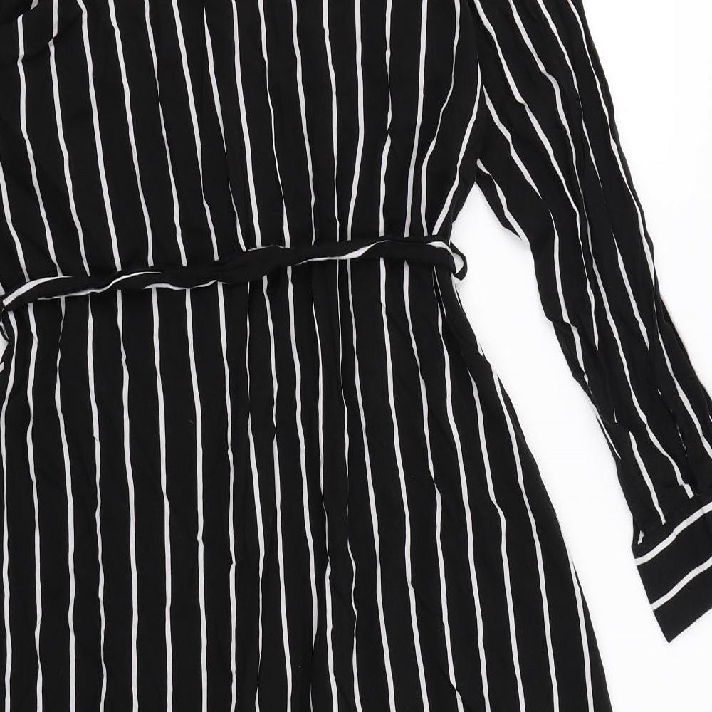 Evans Womens Black Striped  Shirt Dress  Size 16