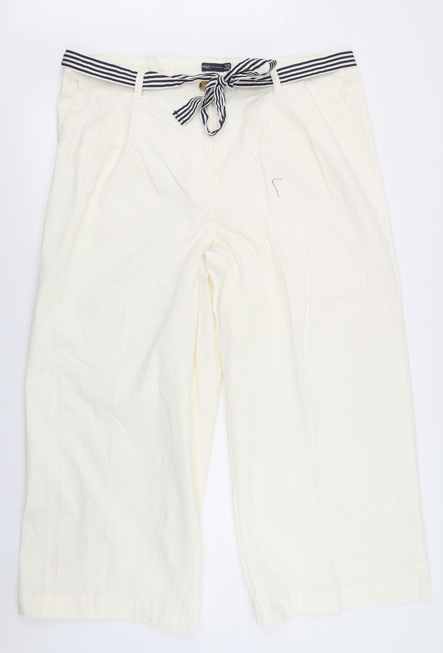 M&S Collection Womens White   Cargo Trousers Size 24 L27 in