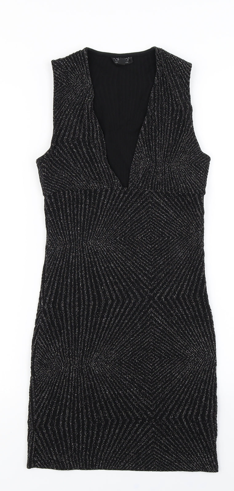 Topshop Womens Black   Bodycon  Size 8  - Deep V neck