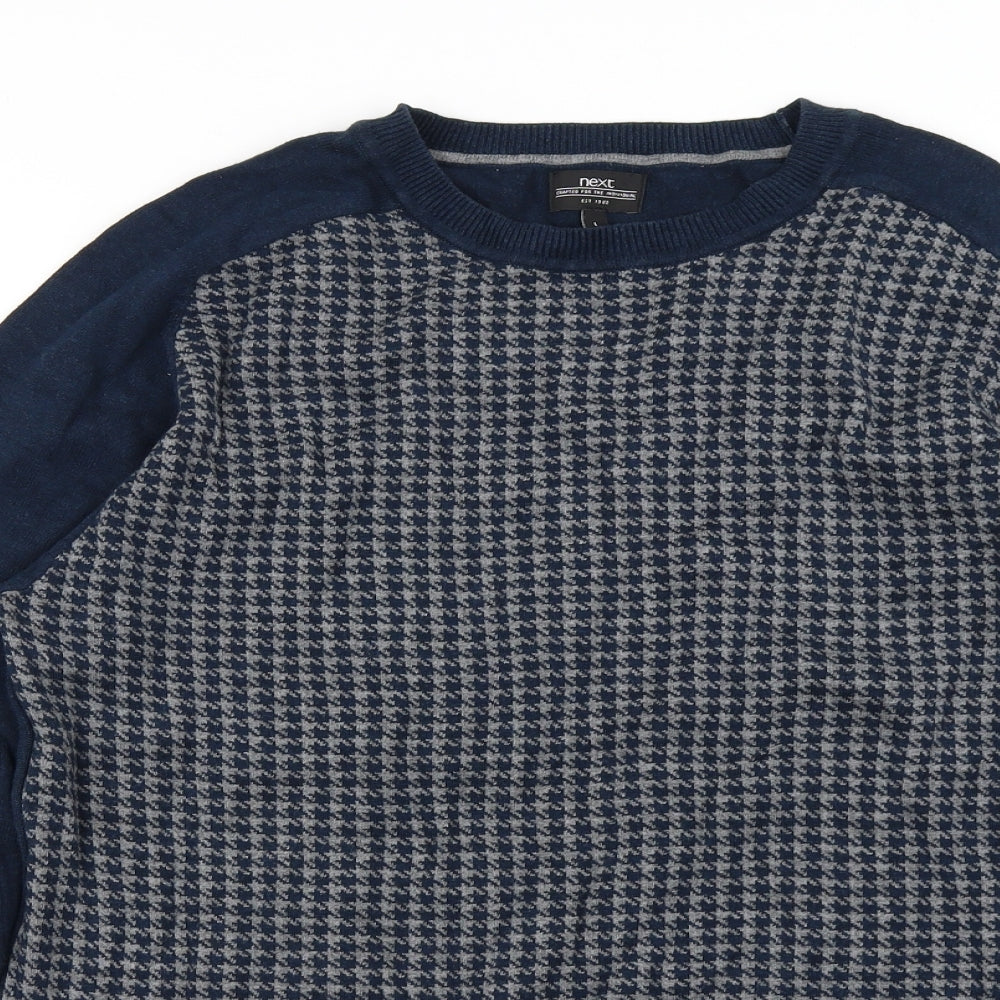 NEXT Mens Blue Houndstooth  Pullover Jumper Size L