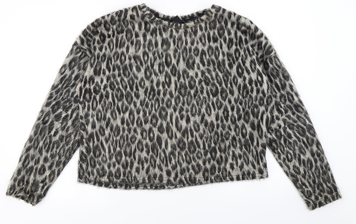 New Look Womens Brown Animal Print  Pullover Jumper Size M