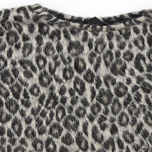 New Look Womens Brown Animal Print  Pullover Jumper Size M