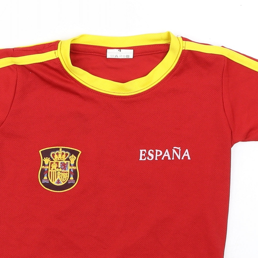 Yuli Boys Red   Basic T-Shirt Size 4 Years  - Spain Football