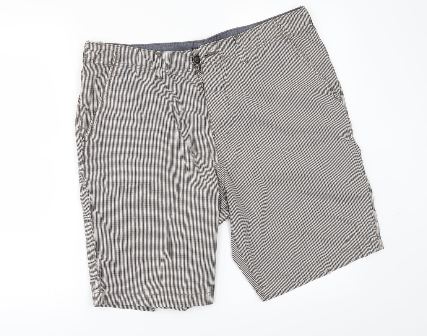 BOSTON CREW Mens Beige Check  Chino Shorts Size 34 in