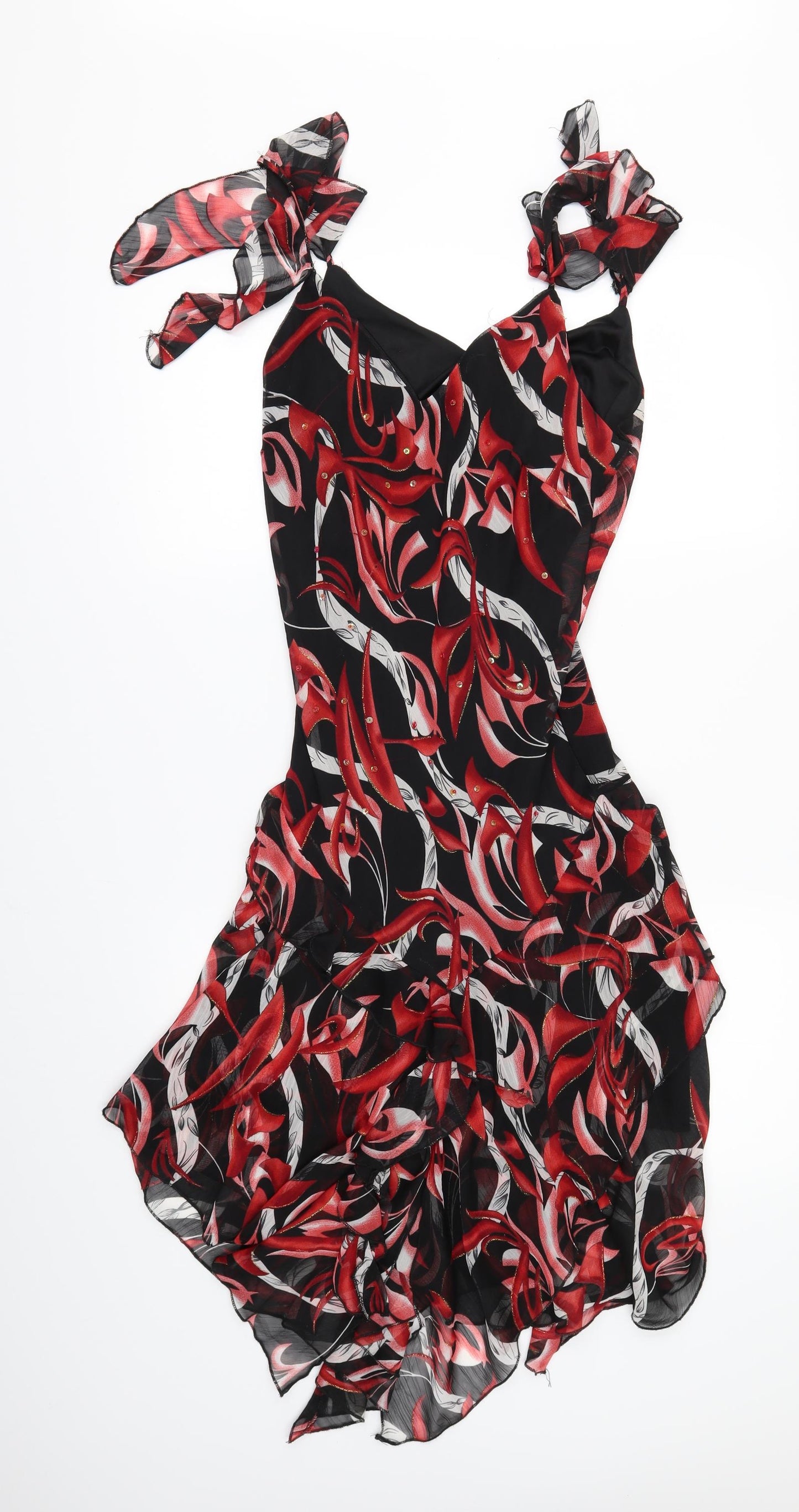 LUCKY . FRESH Womens Black Floral  Mini  Size 12  - SHAPED HEM