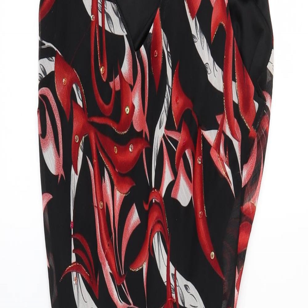 LUCKY . FRESH Womens Black Floral  Mini  Size 12  - SHAPED HEM