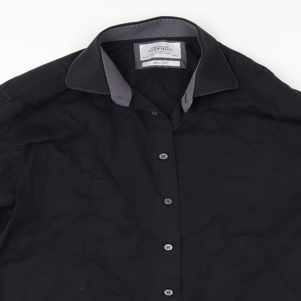 Charles Tyrwhitt Mens Black    Button-Up Size 16.5
