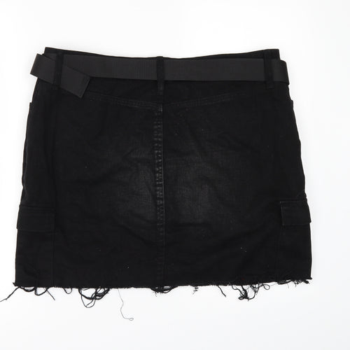 Denim & Co. Womens Black  Denim Mini Skirt Size 16  - Frayed Hem